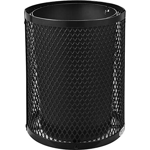 Global Industrial Outdoor Diamond Steel Trash Can with Rain Bonnet Lid and Plastic Liner, 36 Gallon Capacity, Black, Commercial Trash Can, 23-1/2" Diameter, 40-1/2"H - color: Black