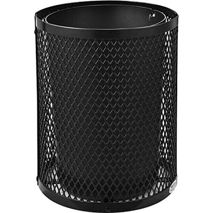 Global Industrial Outdoor Diamond Steel Trash Can with Rain Bonnet Lid and Plastic Liner, 36 Gallon Capacity, Black, Commercial Trash Can, 23-1/2" Diameter, 40-1/2"H - color: Black