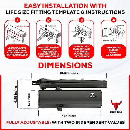 The Door Bull Commercial/Residential Grade Door Closer - size: 2000 Series, style: Matte Black