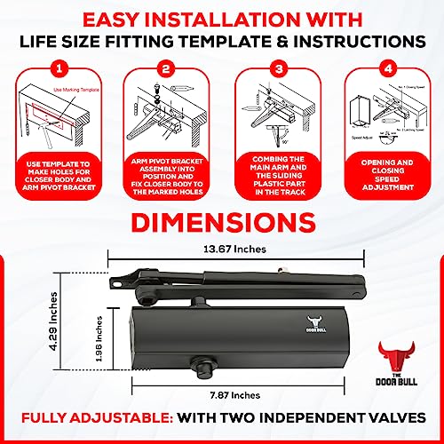 The Door Bull Commercial/Residential Grade Door Closer - size: 2000 Series, style: Matte Black