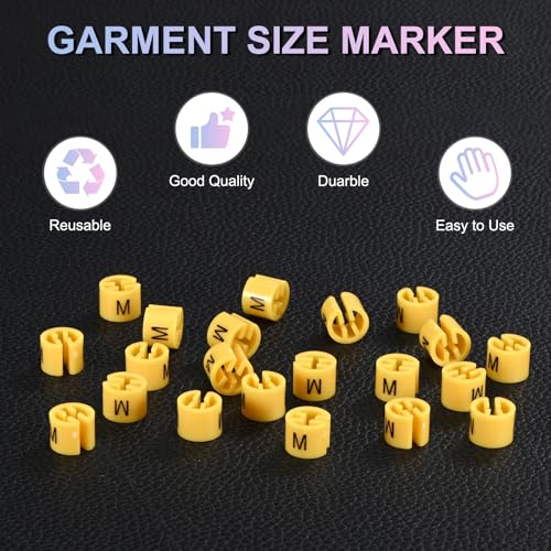 M METERXITY 100-Pack Clothes Hanger Markers, Size M Garment Tag, Yellow - color: Yellow, size: Medium