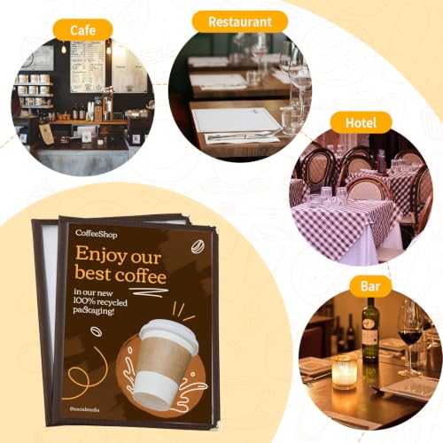 2Pcs 8.5 x 11" Menu Covers, 2 Page Transparent Restaurant Menu Cover - size: 2 Page