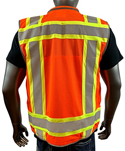 VERO1992 Class 2 Heavy Woven Two Tone Engineer Hi Viz - color: Orange, size: Medium-Large