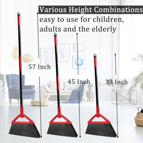 Heavy Duty Red Angle Broom with Long Handle - 4 Pack - color: 4pack Red