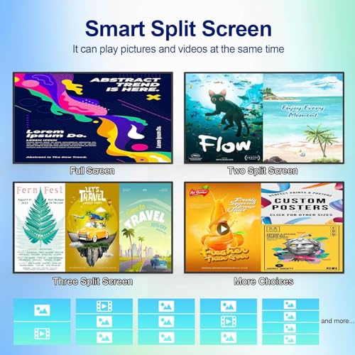 43inch Digital Signage Kiosk, 700nit High Brightness Digital Signage Display, Ultra Thin Wall Mount LCD Monitor, CMS/U-Disk Plug&Play, Smart Split Screen, 24/7 Timer Switch, Buit-in Speaker - size: 43" 700nits