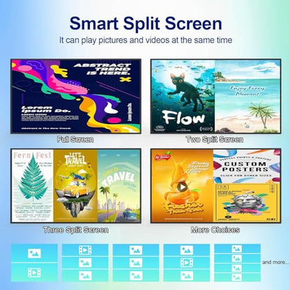 43inch Wall Mount Digital Signage, 500nits High Brightness Advertising Display, 4K UHD IPS Digital Signage Display, CMS/U-Disk Plug&Play, Smart Split Screen, 7/24 Timer Switch， Android 11OS - size: 43" 4K 500nits