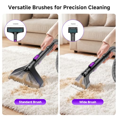 Portable Carpet Cleaner & Upholstery Cleaner Machine - 21Kpa Carpet Cleaner Machine, Self-Cleaning, Deep Cleaner for Pet Stains, Cars, Couch, Rug, Furniture with Dual Brush, Large Tank, Purple