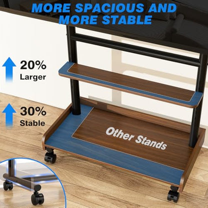 Rfiver Heavy Duty Rolling TV Stand with Wheels for Most 40-86 Inch TVs up to 150lbs, Height Adjustable Mobile TV Stand with Shelf, Floor TV Stand for Living Room, TV Cart Max VESA 600x400mm (Brown) - color: Brown