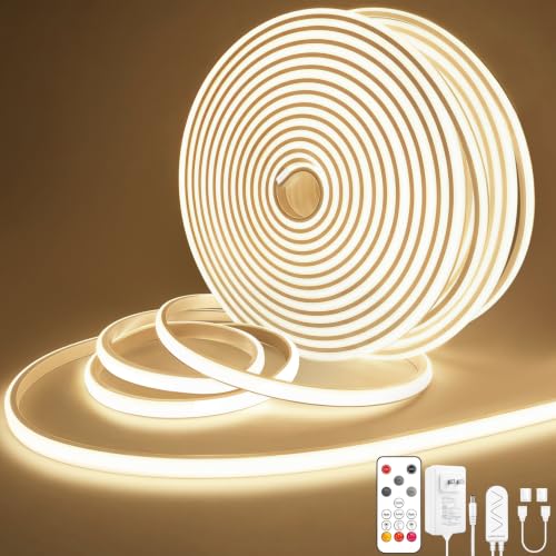 Lamomo COB LED Strip Lights 65.6ft, Natural White Rope with Remote, 2 Roll - color: Natural White, size: 65.6Ft
