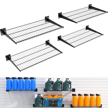 4 Pack Metal Slatwall Shelves 24X16.5 Inch, Black - color: Black, size: L4PC