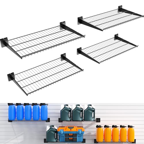 4 Pack Metal Slatwall Shelves 24X16.5 Inch, Black - color: Black, size: L4PC