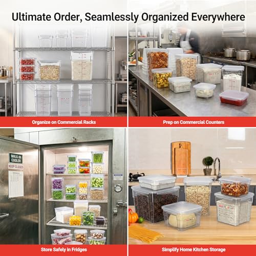 2 Pack 2 QT Commercial Airtight Food Storage Containers, Clear Polycarbonate Kitchen Ingredient Storage Containers, Stackable Food Prep Containers for Spices, Seasonings, Nuts, Shallow Model - size: 2 X 2.0(QT)-Shallow