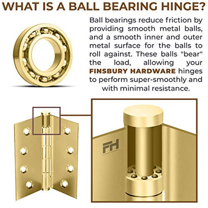 Solid Brass Door Hinge Heavy Duty Ball Bearing Polished Tarnish Aged Patina Gold 4x4 Inch - Set of 24 Hinges (Non Lacquered Brass) - color: Unlacquered Brass