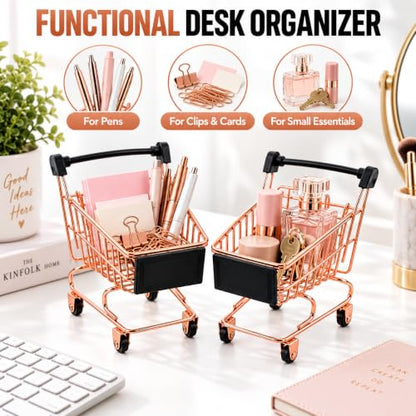 2 Pcs Mini Metal Shopping Cart, Mini Shopping Grocery Cart Supermarket Handcart Trolley Handcart Model Desktop Decor