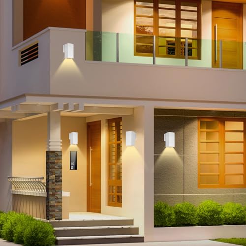 Exterior Wall Sconce, Waterproof Outdoor Wall Light Fixture - color: Rectangle (White A)