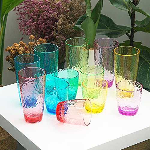 KOXIN-KARLU Hammered 26-ounce Plastic Tumbler Acrylic Glasses, set of 6 Multicolor - color: Multicolor