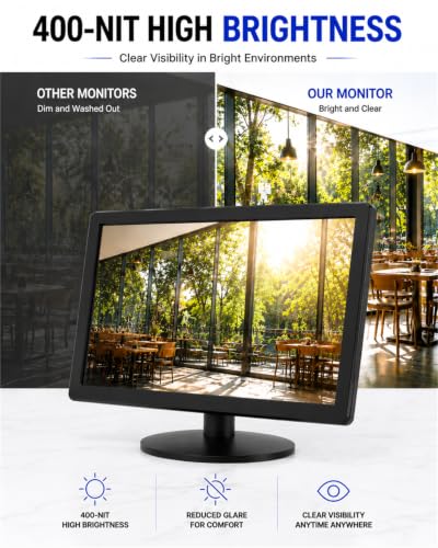 21.5-Inch Touchscreen Monitor, 1920x1080 Full HD 16:10 Display, 400cd/m² High Brightness, BNC HDMI VGA AV USB Input, Responsive Touch Screen for Self-Service Kiosk Industrial CCTV Security - size: 21.5Inch/16:10