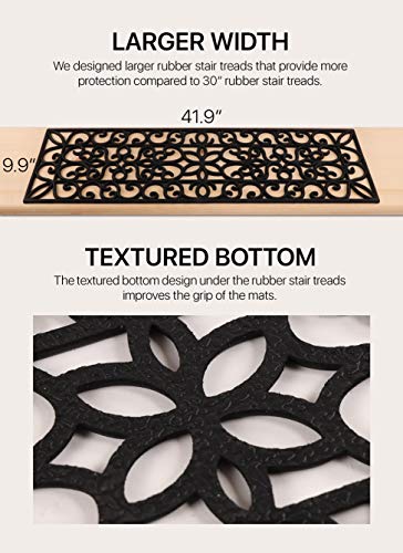 Rubber Stair Treads Non-Slip Outdoor 42”x10” (5-Pack) – Anti-Slip Step Mat - size: 42" X 10", style: Iron