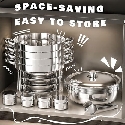 Chafing Dishes for Buffet, 4 Pack 7QT Round Silver, Pre-Assembled Stands - color: Silver