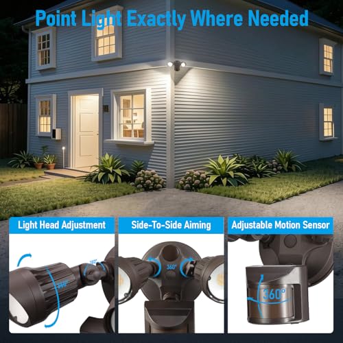 LEONLITE 3CCT Motion Sensor Security Lights Dusk to Dawn IP65 Bronze - color: Bronze (3000K/4000K/5000K)