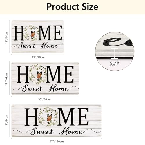 Yamaziot Anti Fatigue Kitchen Rug Set of 3, Non-Slip Cushioned Floor Mats - color: White, size: 17.3"x27"+17.3"x35"+17.3"x 47"