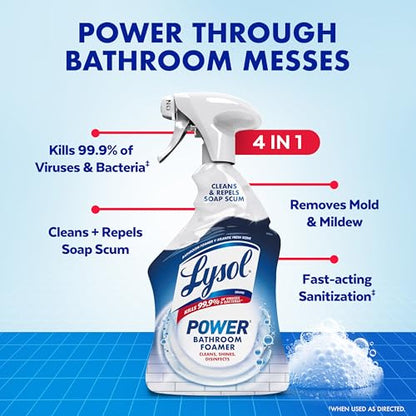 Lysol Power Foaming Bathroom Cleaner & Disinfectant Spray, 32 oz - size: 32 Fl Oz (Pack of 1), style: Power
