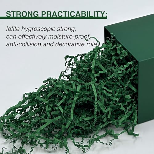 Art Secret Crinkle Cut Paper Shred Filler for Packing and Filling Gift Baskets - 2 LB (Green) - color: Green