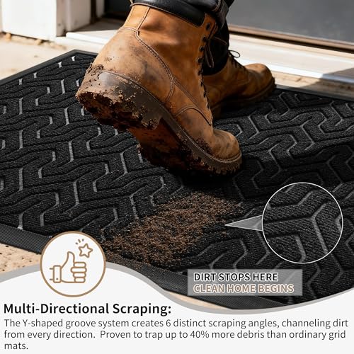 Yimobra Large Indoor Outdoor Mats for Front Door, Black, 36x24 - color: Black, size: 36x24 Inch