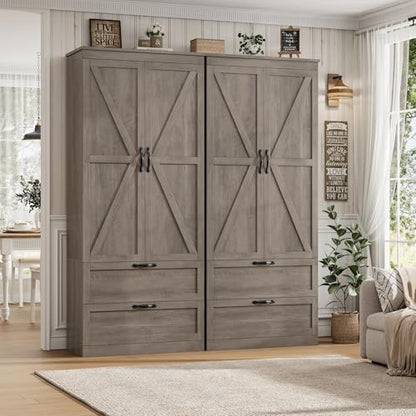 HOSTACK 70" Kitchen Pantry Storage Cabinet, Farmhouse Pantry Cabinet, Grey - color: Ash Grey