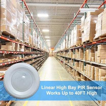 Ceiling Sensor PIR Occupancy Motion Detector for JC LGL or YXL LED Linear High Bay Light, 40FT Ceiling & 50FT Wall Mount Detection Diameter, Commercial Grade