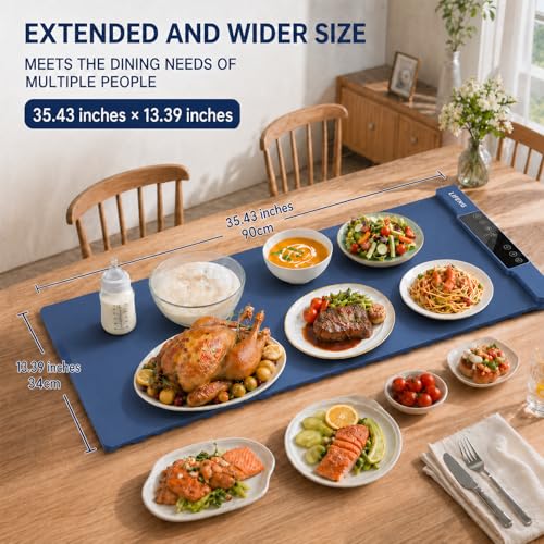 LIFENG Food Warming Mat,Warming Plates to Keep Food Warm - color: Blue, size: 35.43x13.39Inch