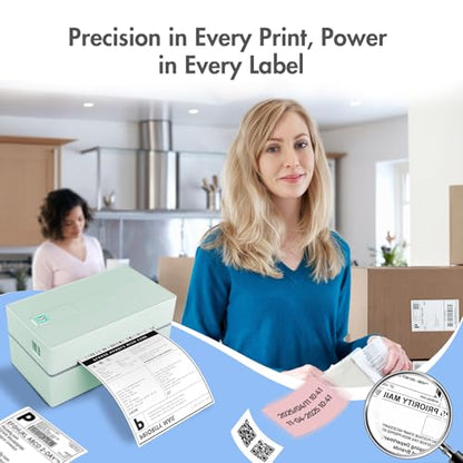 Thermal Shipping Label Printer 4x6 Bluetooth Label Maker for Small Business - color: Green
