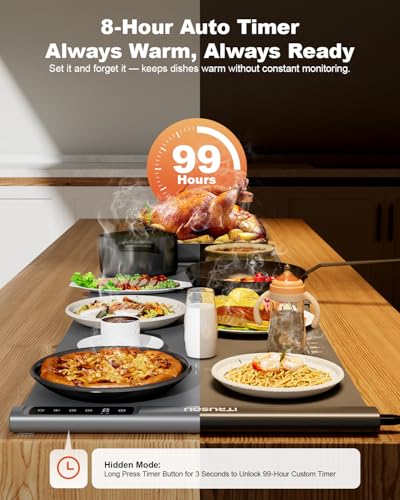 iTRUSOU Expandable Food Warming Mat – 54"x16" Custom Sizes Warming Mat - color: Dark gray - ABC, size: 54"x16" - ABC