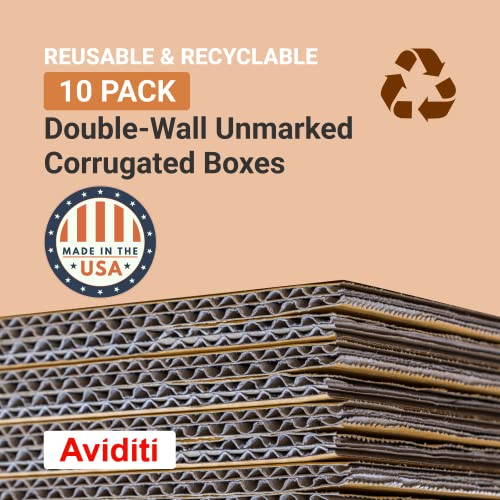 BOX USA Double Wall Shipping Boxes Large 24"L x 18"W x 12"H 10-Pack - Corrugated Cardboard Box for Moving, Mailing, Packing, Packaging and Storage - style: Double Wall
