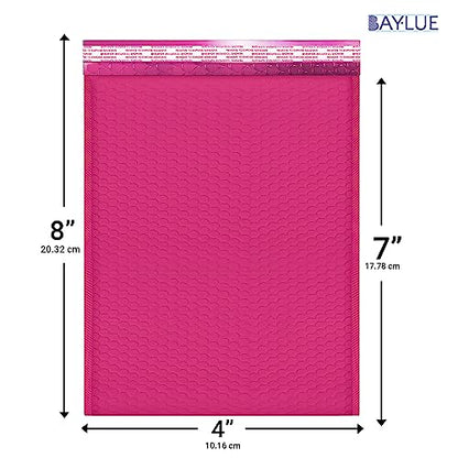 Hot Pink Bubble Mailers 4x8, Self Seal Poly Padded Envelopes #000, 500 Pack - color: Hot Pink, size: 4"x8" / 500 Pack