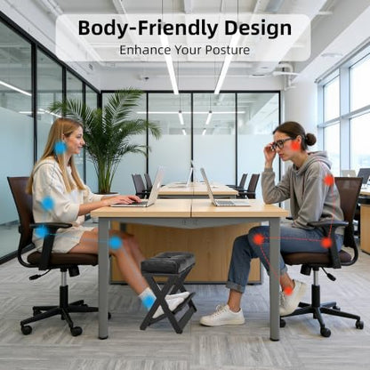 Adjustable Foot Rest Under Desk at Work, Wooden Footrest - color: Dark Black