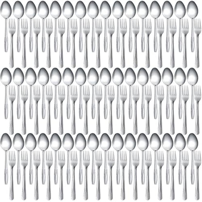 Nuogo 100 Pieces Forks and Spoons Silverware Set Stainless Steel Dinner