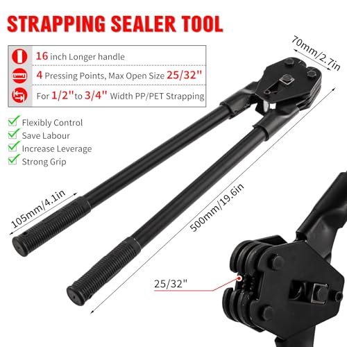 Banding Packaging Pallet Strapping Kit with Strapping Tensioner Tool,Banding Sealer Tool. 5/8″x 852′925lbs Break Strength Polyester Strapping with 100 Metal Seals for Pallets, Logistics, Warehouse - color: Green, size: S, style: Strapping Kit