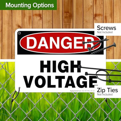 Danger High Voltage Sign, 7x10 Inches, 55 mil thick HDPE (high density - size: 7x10 - Polyethylene