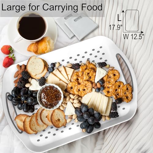 ECOIOU17.9'' x 12.5'' Larger Nonslip Food Serving Tray with Grippy Handles - color: White