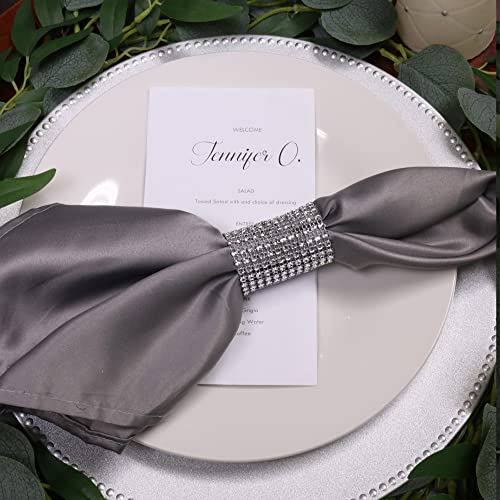 Your Chair Covers - 10 Pack 20 Inch L'Amour Satin Napkins Dark Silver/Platinum, Oversized, Double Folded and Hemmed Table Napkins for Restaurant, Bistro, Wedding, Thanksgiving and Christmas - color: Dark Silver