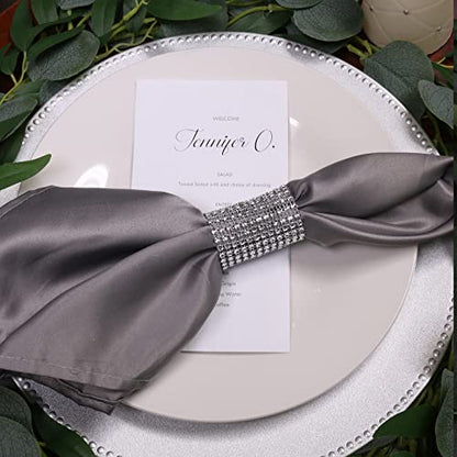 Your Chair Covers - 10 Pack 20 Inch L'Amour Satin Napkins Dark Silver/Platinum, Oversized, Double Folded and Hemmed Table Napkins for Restaurant, Bistro, Wedding, Thanksgiving and Christmas - color: Dark Silver