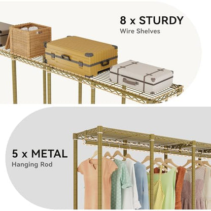 Higeego H5 Heavy Duty Clothes Rack, Freestanding Clothing Rack, Gold - color: Gold