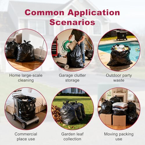 40-45 Gallon Garbage Bags, 40"x48", Pack of 100, Heavy Duty Large Trash Bag, Strong Trash Can Liners for Office, Picnic, Kitchen, Commercial, Made in USA - style: 45Gal-100 pcs-0.8