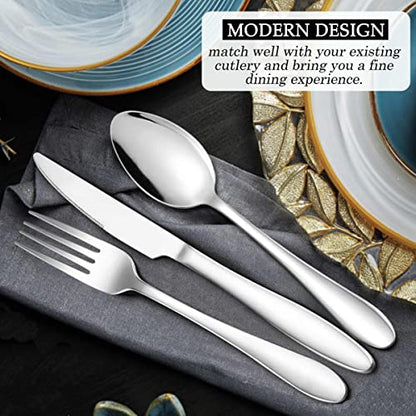 LIANYU 60 Piece Silverware Flatware Set for 12, Stainless Steel Cutlery Set - color: Silver