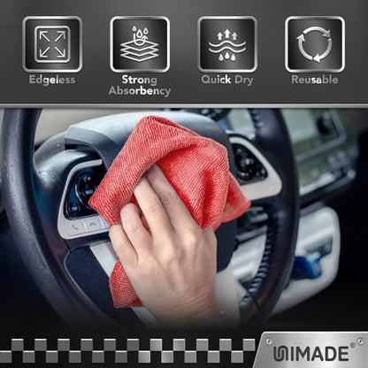 UNIMADE Microfiber Cleaning Cloth, 24 Pack Reusable Microfiber Towels - color: Red, size: 24pk