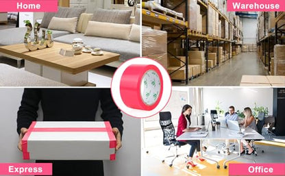 BOMEI PACK 1.88 Inches Heavy Duty Red Packing Tape,1.88 Inches x 60 Yards 3 Rolls with refillable Dispenser, Packaging Tape,Industrial Grade Boxes Shipping Tape for Moving,Mailing and Storages - color: Red