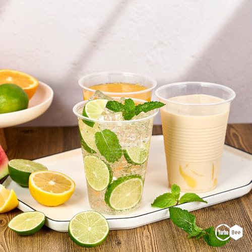 Turbo Bee 16 oz Clear Plastic Cups, 300 Count Disposable Party Cups for Beer, Soda & Iced Drinks, Bulk Cups for Barbecues & Large Gatherings - size: 16oz