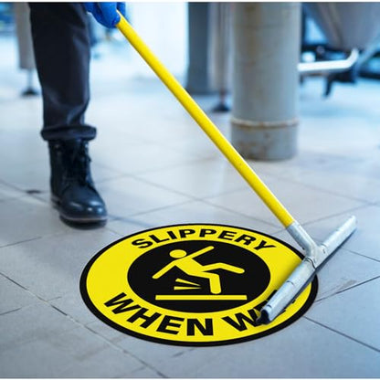 Slippery When Wet Stickers 12 Inch Self-Adhesive Removable Vinyl Caution Wet Floor Safety Signs Waterproof Warning Decals for Indoor Outdoor 10 PCS (Pack of 2) - size: 12 Inch (Pack of 2)