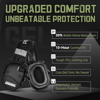 PROHEAR 022 Electronic Ear Protection for Shooting & Hunting - 29dB SNR Noise Reduction, 4 Omnidirectional Microphones - color: Electronic-silicone Ear Pads-black